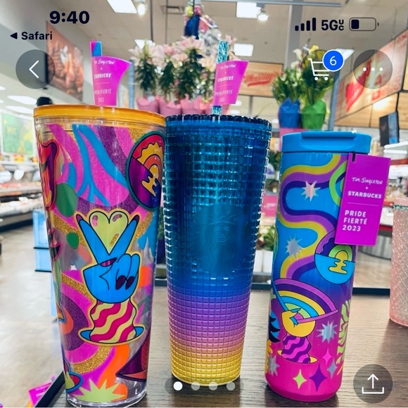 Starbucks Tim Singleton Pride Iridescent Rainbow Tumbler Hot Cold Cup 3pc Set - Picture 3 of 16